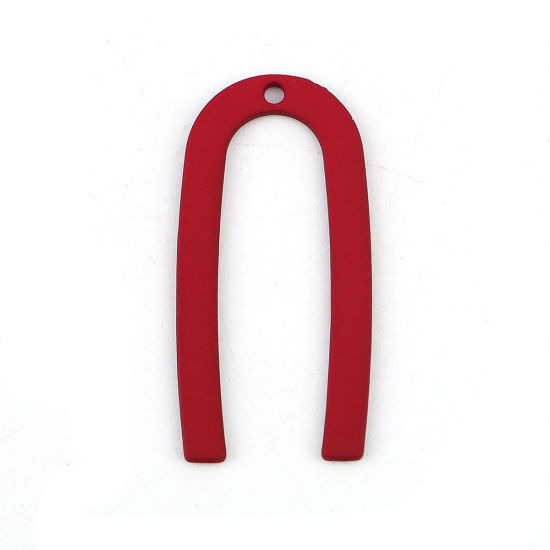 Picture of Zinc Based Alloy Charms U-shaped Wine Red 27mm(1 1/8") x 13mm( 4/8"), 10 PCs