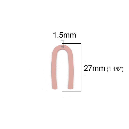 Picture of Zinc Based Alloy Charms U-shaped Pink 27mm(1 1/8") x 13mm( 4/8"), 10 PCs