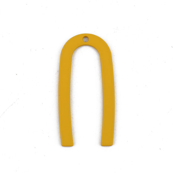 Picture of Zinc Based Alloy Charms U-shaped Yellow 27mm(1 1/8") x 13mm( 4/8"), 10 PCs