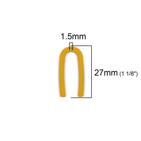 Picture of Zinc Based Alloy Charms U-shaped Yellow 27mm(1 1/8") x 13mm( 4/8"), 10 PCs