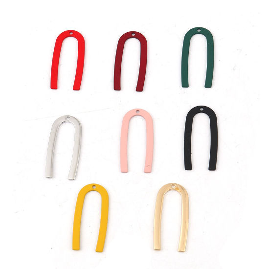 Picture of Zinc Based Alloy Charms U-shaped Yellow 27mm(1 1/8") x 13mm( 4/8"), 10 PCs