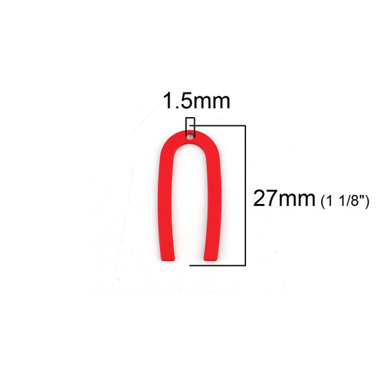 Picture of Zinc Based Alloy Charms U-shaped Red 27mm(1 1/8") x 13mm( 4/8"), 10 PCs