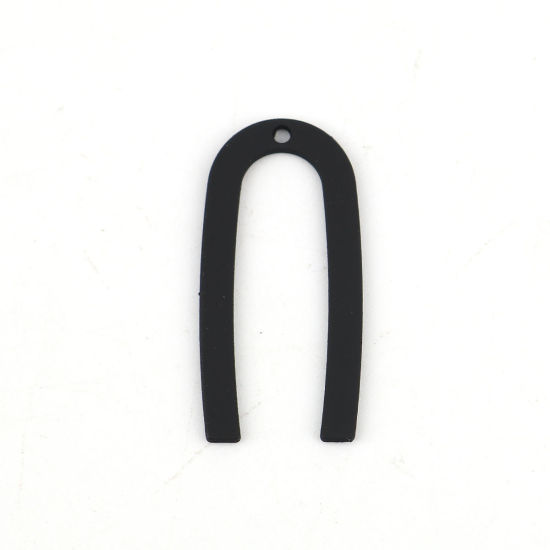 Picture of Zinc Based Alloy Charms U-shaped Black 27mm(1 1/8") x 13mm( 4/8"), 10 PCs