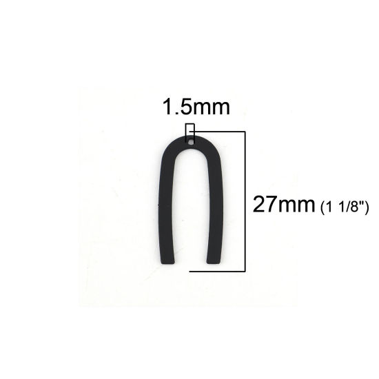 Picture of Zinc Based Alloy Charms U-shaped Black 27mm(1 1/8") x 13mm( 4/8"), 10 PCs