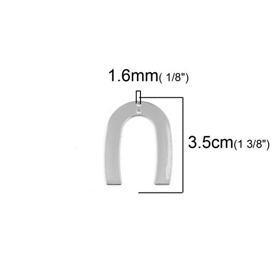 Picture of Zinc Based Alloy Pendants U-shaped Silver Tone 35mm(1 3/8") x 27mm(1 1/8"), 10 PCs