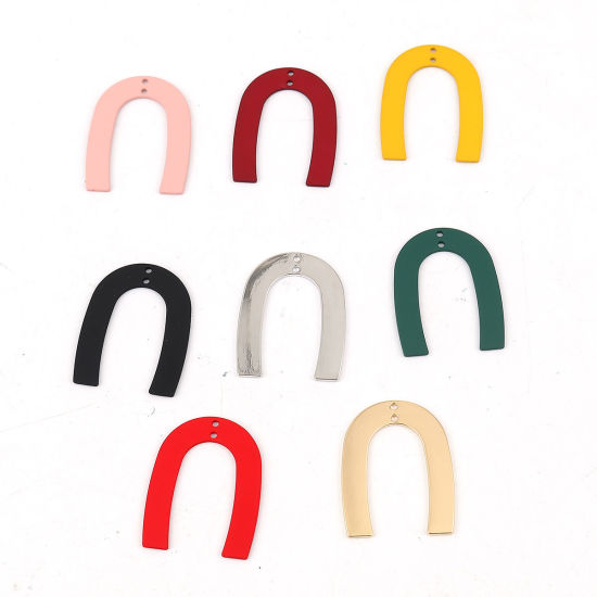 Picture of Zinc Based Alloy Pendants U-shaped Silver Tone 35mm(1 3/8") x 27mm(1 1/8"), 10 PCs
