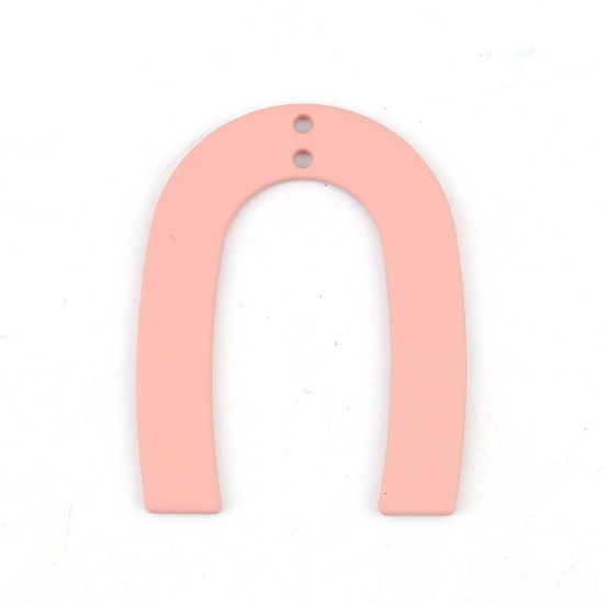 Picture of Zinc Based Alloy Pendants U-shaped Pink 35mm(1 3/8") x 27mm(1 1/8"), 10 PCs