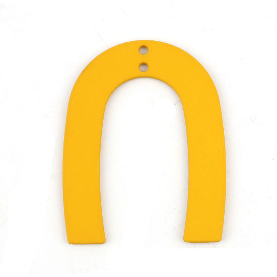 Picture of Zinc Based Alloy Pendants U-shaped Yellow 35mm(1 3/8") x 27mm(1 1/8"), 10 PCs