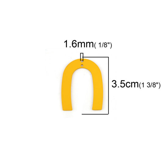 Picture of Zinc Based Alloy Pendants U-shaped Yellow 35mm(1 3/8") x 27mm(1 1/8"), 10 PCs