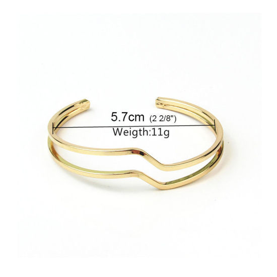 Picture of Iron Based Alloy Open Cuff Bangles Bracelets Wave Gold Plated 16cm(6 2/8") long, 1 Piece