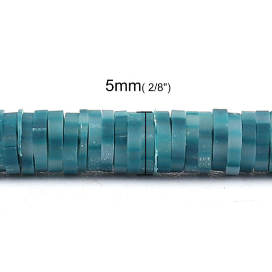 Bild von Polymer Ton Katsuki Perlen Rund Hellblau, mit Punkt Muster, 5mm D., Loch: 1.8mm, 40cm lang/Strang, 380 Stk./Strang, 3 Stränge