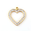 Bild von 316L Edelstahl Valentinstag Charms Herz 18K Gold plattiert Transparent Strass 21mm x 20mm, 1 Stück