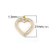 Bild von 316L Edelstahl Valentinstag Charms Herz 18K Gold plattiert Transparent Strass 21mm x 20mm, 1 Stück