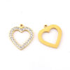Bild von 316L Edelstahl Valentinstag Charms Herz 18K Gold plattiert Transparent Strass 21mm x 20mm, 1 Stück