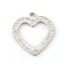Imagen de 316L Acero Inoxidable Colgantes Charms Corazón Tono de Plata Transparente Rhinestone 21mm x 20mm, 1 Unidad” 