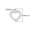 Picture of 316L Stainless Steel Charms Heart Silver Tone Clear Rhinestone 21mm( 7/8") x 20mm( 6/8"), 1 Piece”