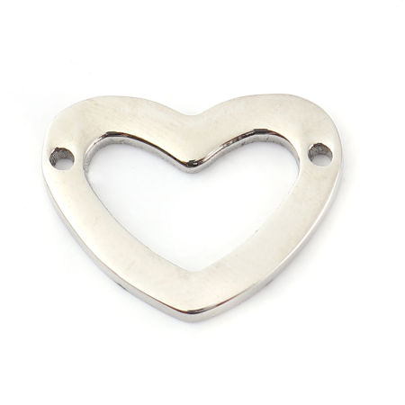 Image de 316L Connecteurs en Acier Inoxydable Cœur Argent Mat 18mm x 14mm, 1 Pièce” 
