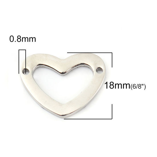 Immagine di 316L Acciaio Inossidabile Connettore Cuore Tono Argento 18mm x 14mm, 1 Pz” 