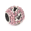 Image de 3 Pcs Perles à Gros Trou de Style Européen en Alliage de Zinc Argent Vieilli Tonneau Flèche Creux à Strass Rose 11mm Dia., Trou: Environ 4.8mm