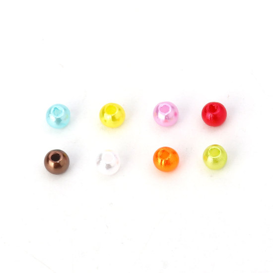 Image de Perles en Acrylique Rond Mixte Imitation Perles 4mm Dia, Taille de Trou: 1.3mm, 1 Boîte (env. 1500 Pcs/Boîte)