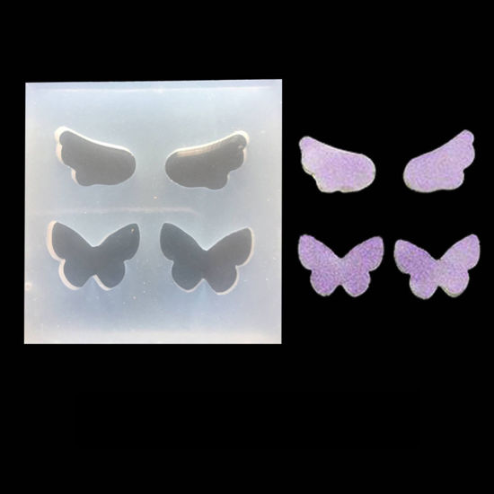 Picture of Silicone Resin Mold For Jewelry Making Wing White Butterfly 47mm(1 7/8") x 47mm(1 7/8"), 2 PCs