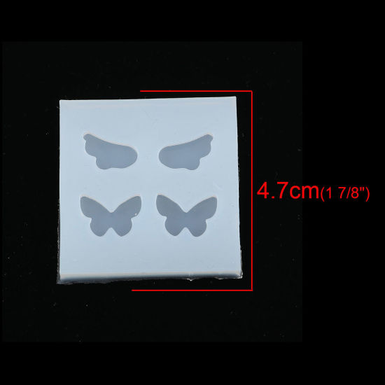 Picture of Silicone Resin Mold For Jewelry Making Wing White Butterfly 47mm(1 7/8") x 47mm(1 7/8"), 2 PCs