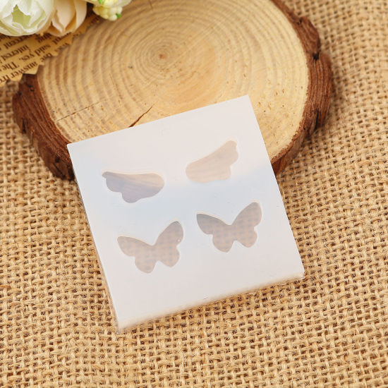 Picture of Silicone Resin Mold For Jewelry Making Wing White Butterfly 47mm(1 7/8") x 47mm(1 7/8"), 2 PCs