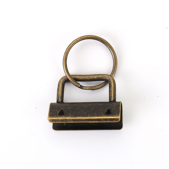 Image de Ruban Crimp Fin Cordon pour Collier Bracelet en Alliage de Fer Rectangle Bronze Antique, Rond, 44mmx 32mm, 10 Pcs