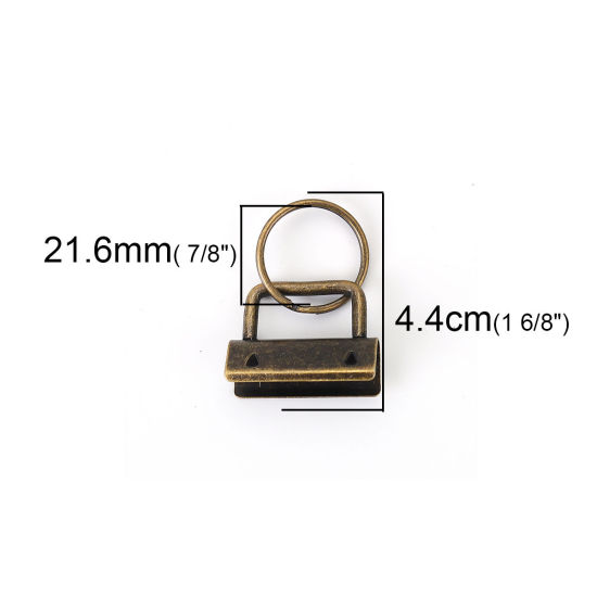 Image de Ruban Crimp Fin Cordon pour Collier Bracelet en Alliage de Fer Rectangle Bronze Antique, Rond, 44mmx 32mm, 10 Pcs