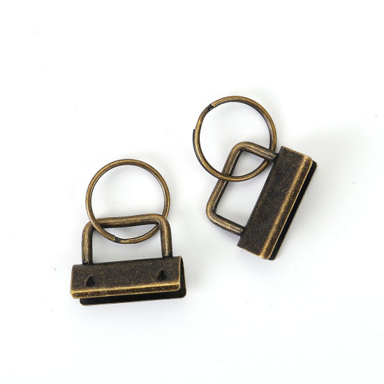 Image de Ruban Crimp Fin Cordon pour Collier Bracelet en Alliage de Fer Rectangle Bronze Antique, Rond, 44mmx 32mm, 10 Pcs