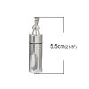 Picture of 316L Stainless Steel & Glass Cremation Ash Urn Pendants Cylinder Silver Tone Hollow 55mm(2 1/8") x 13mm( 4/8"), 1 Piece” 