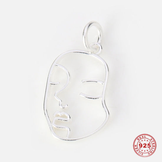 Picture of Sterling Silver Charms Silver Face 20mm( 6/8") x 10mm( 3/8"), 1 Piece