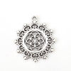 Picture of Zinc Based Alloy Pendants Flower Antique Silver Color 34mm(1 3/8") x 30mm(1 1/8"), 10 PCs
