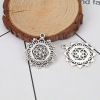 Picture of Zinc Based Alloy Pendants Flower Antique Silver Color 34mm(1 3/8") x 30mm(1 1/8"), 10 PCs