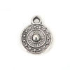 Picture of Zinc Based Alloy Charms Round Antique Silver Color Carved 11mm( 3/8") x 9mm( 3/8"), 100 PCs