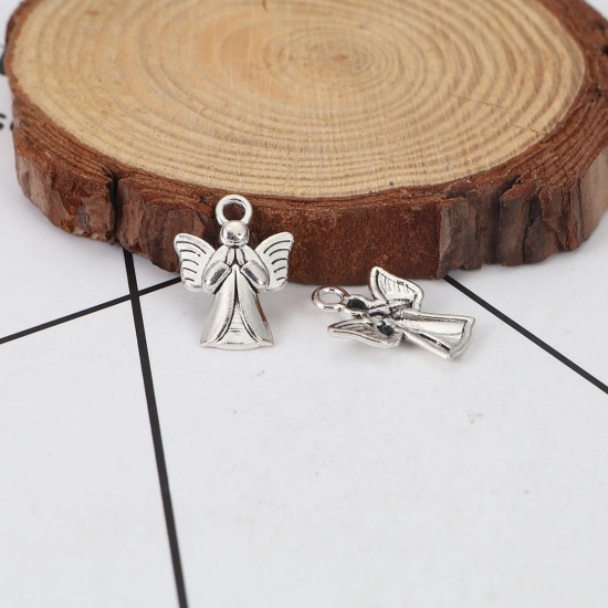 Bild von Zinklegierung Charms Engel Antiksilber 19mm x 14mm, 50 Stück