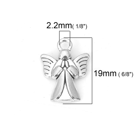 Bild von Zinklegierung Charms Engel Antiksilber 19mm x 14mm, 50 Stück