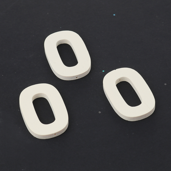 Picture of Wood Spacer Beads Oval White 36mm x 24mm, Hole: Approx 1.2mm, 30 PCs