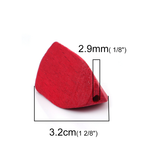 Image de Perles en Bois Naturel Irrégulier Rouge A Facettes 32mm x 20mm, Trou: env. 2.9mm, 5 Pcs