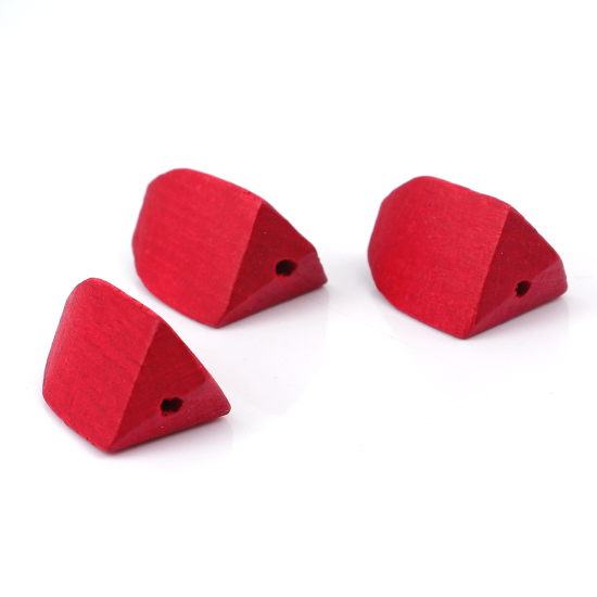 Image de Perles en Bois Naturel Irrégulier Rouge A Facettes 32mm x 20mm, Trou: env. 2.9mm, 5 Pcs