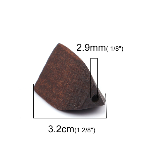 Image de Perles en Bois Naturel Irrégulier Café A Facettes 32mm x 20mm, Trou: env. 2.9mm, 5 Pcs