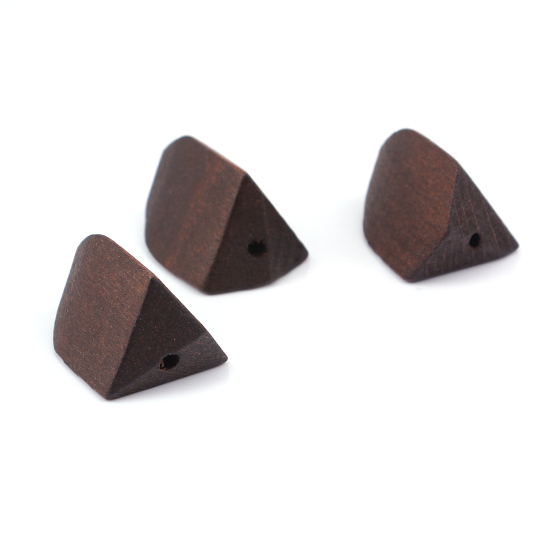 Image de Perles en Bois Naturel Irrégulier Café A Facettes 32mm x 20mm, Trou: env. 2.9mm, 5 Pcs