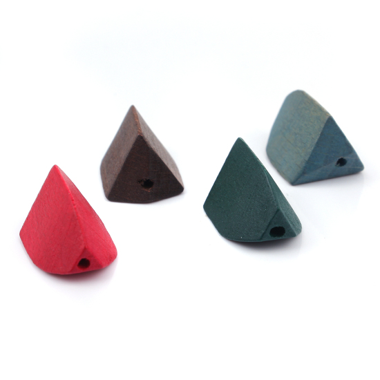 Image de Perles en Bois Naturel Irrégulier Café A Facettes 32mm x 20mm, Trou: env. 2.9mm, 5 Pcs