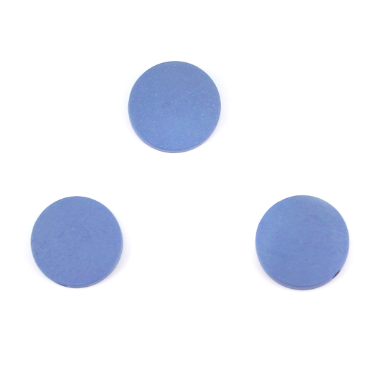 Image de Perles en Bois Naturel Plat-Rond Bleu Gris 15mm Dia, Trou: env. 2.2mm, 100 Pcs