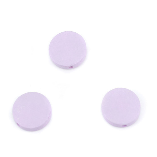 Image de Perles en Bois Naturel Plat-Rond Violet 15mm Dia, Trou: env. 2.2mm, 100 Pcs