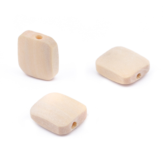 Picture of Wood Spacer Beads Rectangle Natural 13mm x 11mm, Hole: Approx 1.8mm, 20 PCs