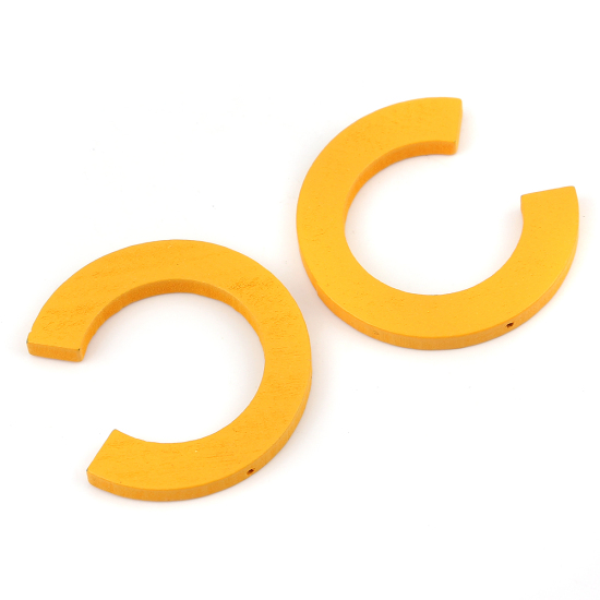 Picture of Natural Wood Spacer Beads C Shape Yellow 46mm x 43mm, Hole: Approx 1.4mm, 20 PCs
