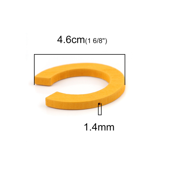 Picture of Natural Wood Spacer Beads C Shape Yellow 46mm x 43mm, Hole: Approx 1.4mm, 20 PCs