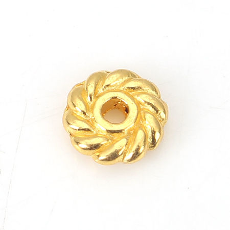 Zinc Based Alloy Spacer Beads Gear Gold Plated About 6mm Dia, Hole: Approx 1.5mm, 200 PCs