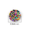 Imagen de Vidrio & Algodón Cuentas de Semillas Apliques Multicolor Ronda 3.3cm Dia., 5 Unidades